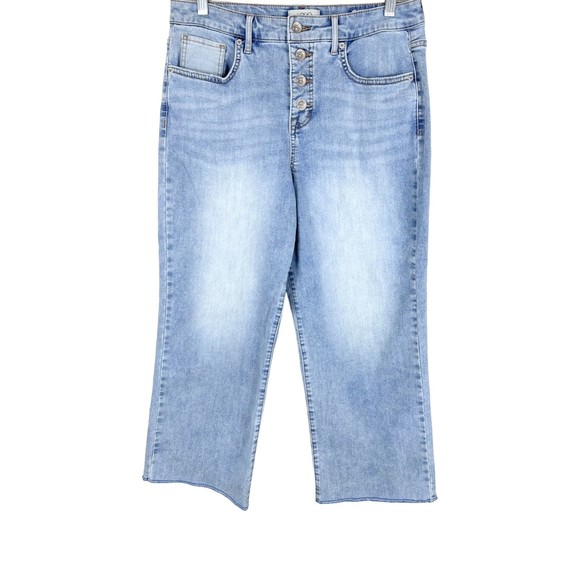 LOGO by Lori Goldstein Tall Wide Leg Jeans with Button Fly Light Wash Size 10T - Picture 1 of 2
